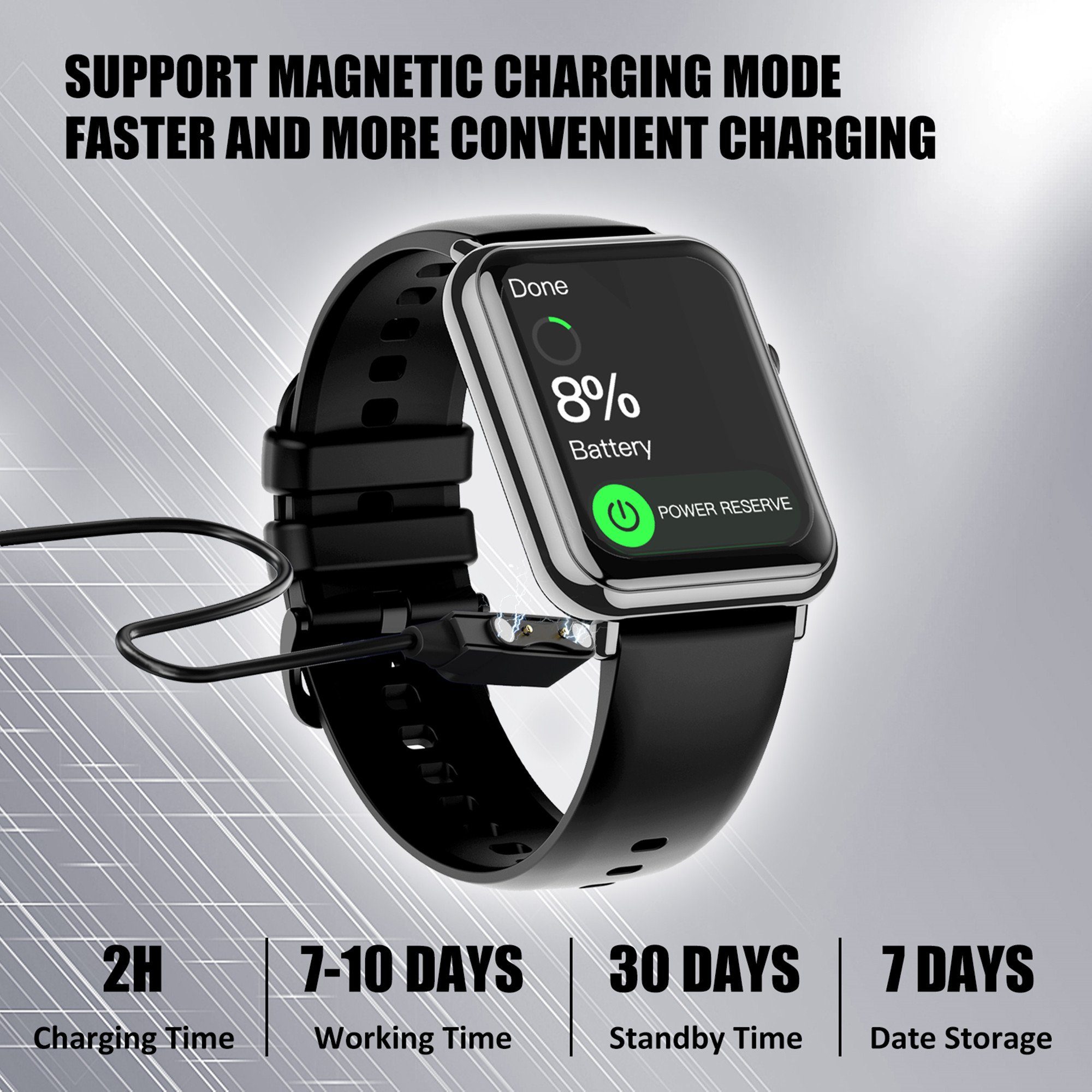 Tisoutec Smartwatch Damen Herren Fitness Tracker Fitnessuhr Smartwatch (Fitnessuhr /WhatsApp Notiz,Smartwatch Fitness Tracker Uhr IP68 Wasserdicht,1.69