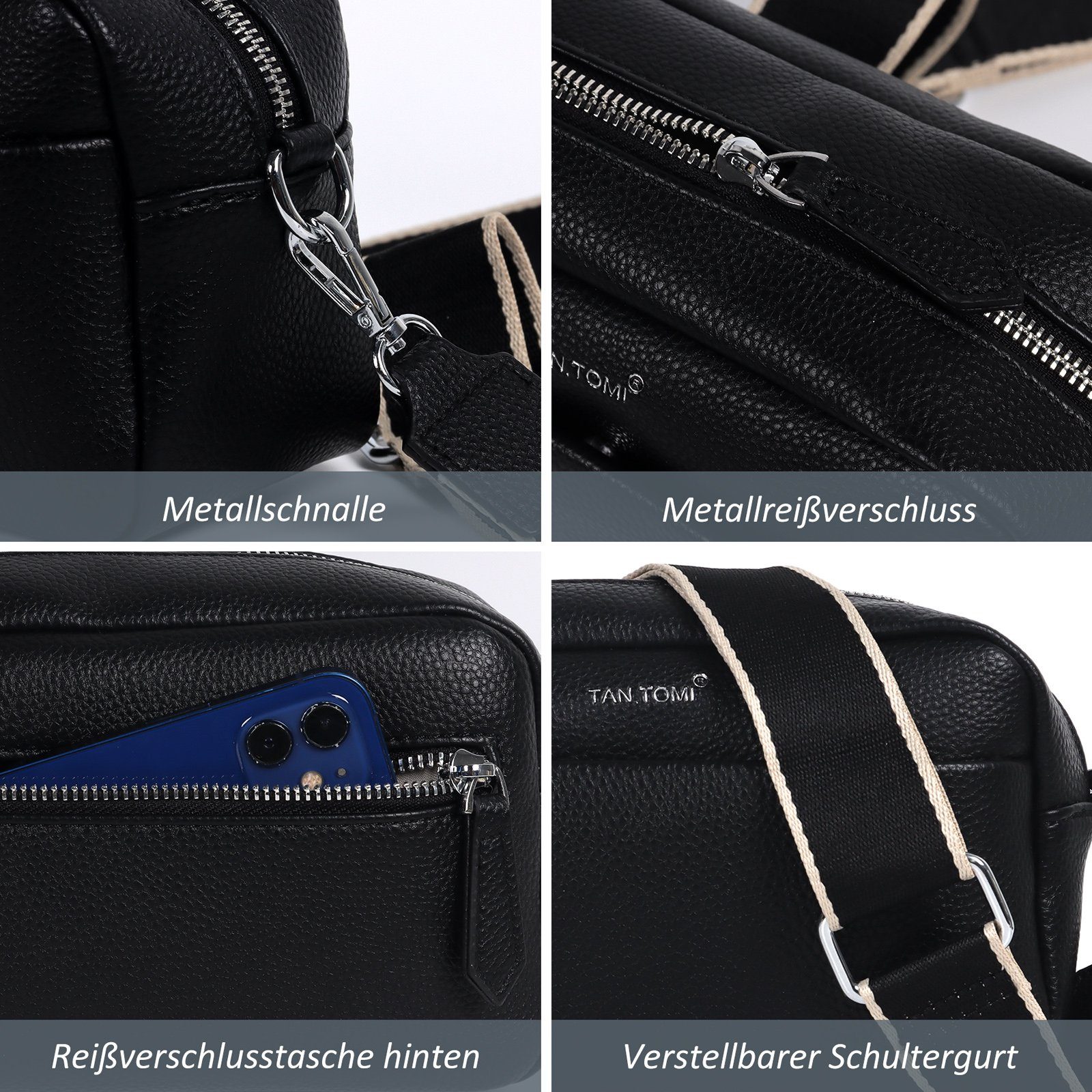TAN.TOMI Schultertasche Damen Kleine Umhängetaschen, Handtasche mit abnehmbarem Schultergurt