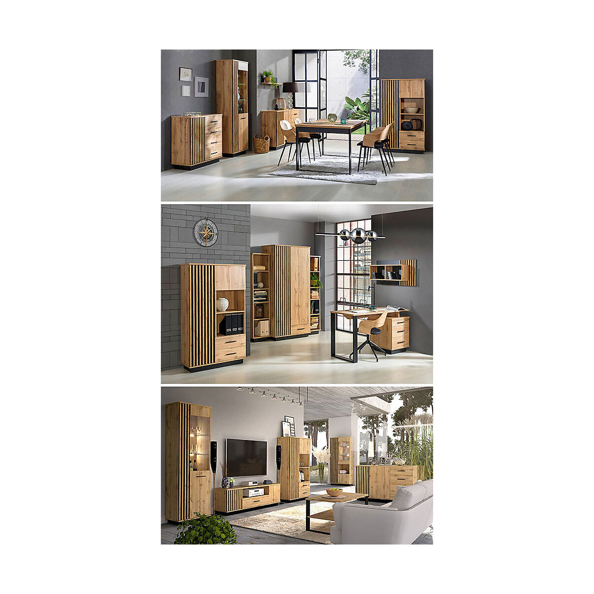 Schreibtisch Bürotisch Lamia 135x56cm Wotan Eiche schwarz