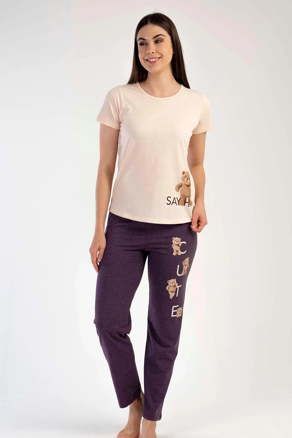 C&City  Kurzarm-Pyjama-Set Hellbraun-441052
