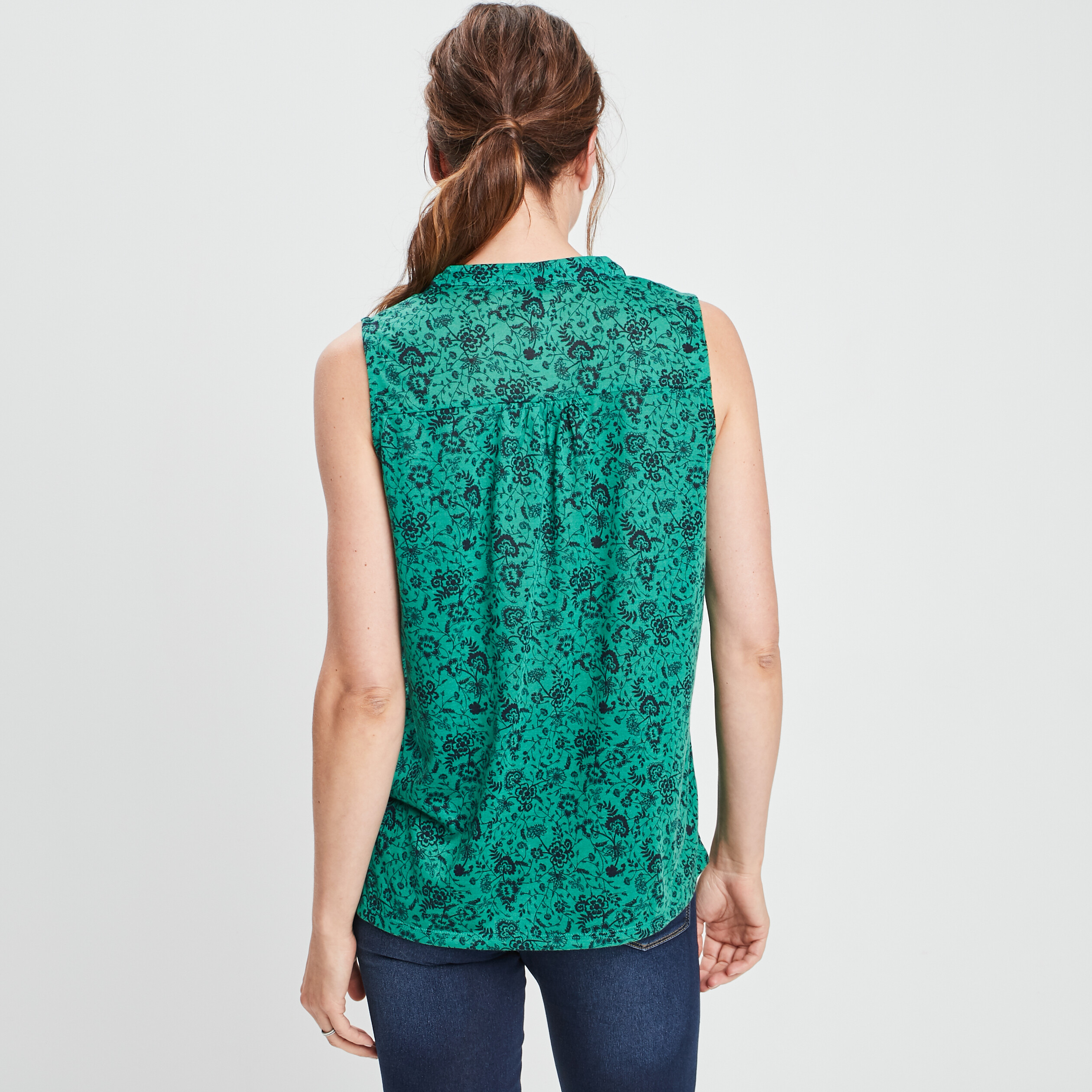 Débardeur col tunisien détail cordon vert femme | La Halle