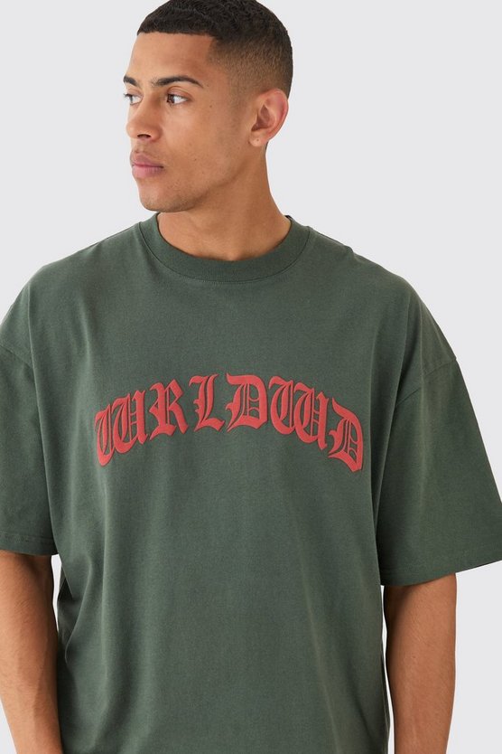 Kastiges Oversize Worldwide T-Shirt mit Kontrast-Naht