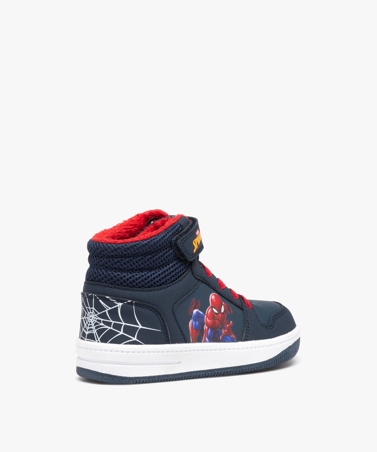 Baskets Garçon montantes avec col fourré à scratch - Spid... marine | GEMO