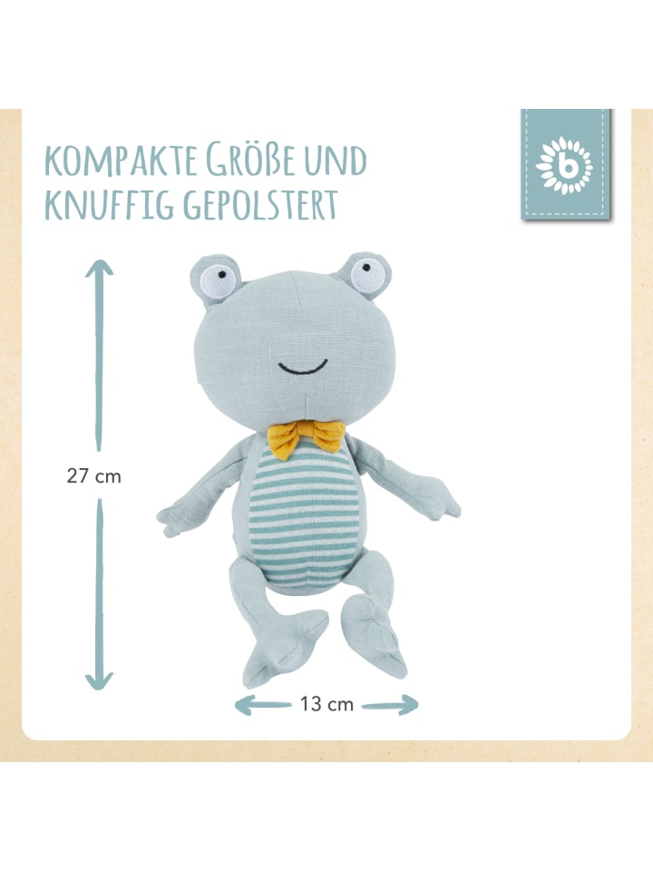 Bieco Spielwaren Kuscheltier aus Leinen & Musselin Frosch - ab Geburt in Blau günstig kaufen onesize