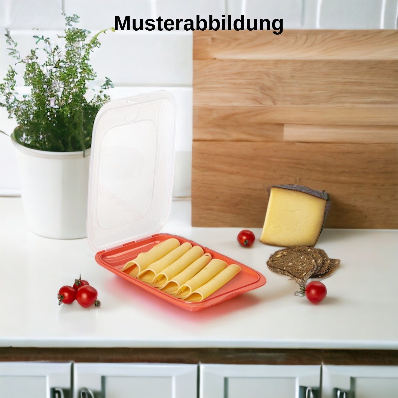 Engelland Frischhaltedose Aufschnittdosen, Aufschnittbox, Kunststoff, Kunststoff, (Vorteils-Set, 4-tlg., mit transparentem Deckel), stapelbar, platzsparend, Ordnung im Kühlschrank, Organizer, Stapelbox