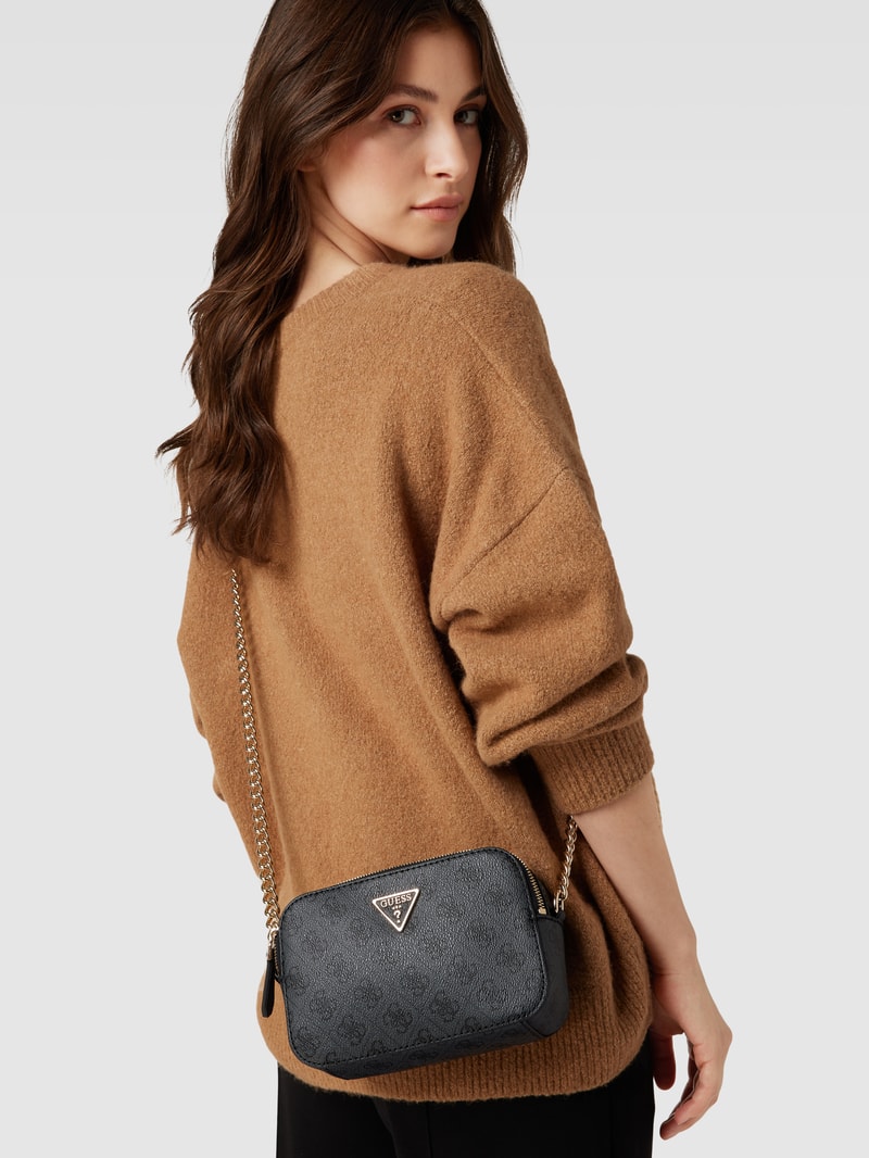 Camera Bag mit Label-Applikation Modell 'NOELLE' in anthrazit