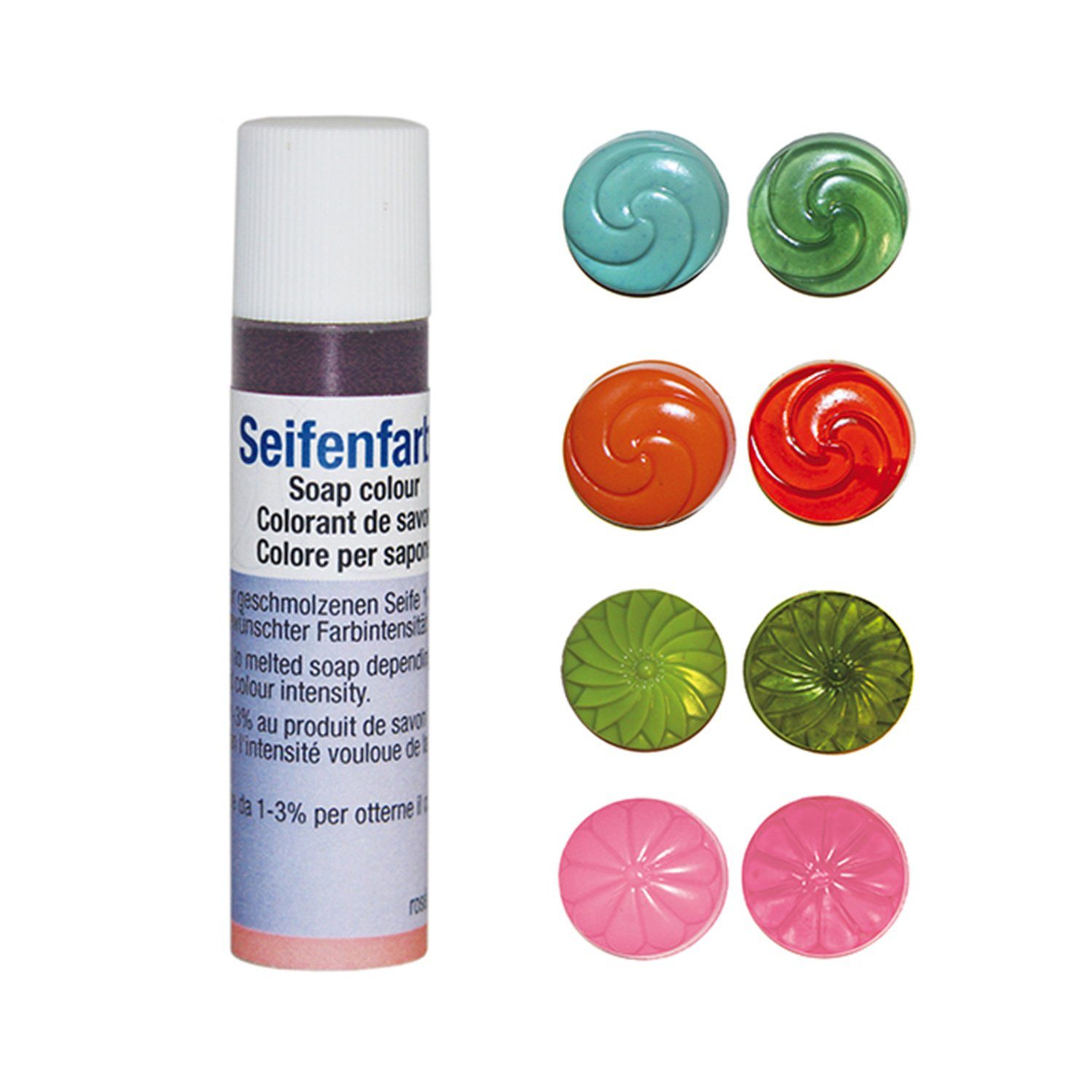 Selva Technik Modellierwerkzeug Seifenfarben transparent - 4er-Set - Orange, olivgrün, mint, rosé