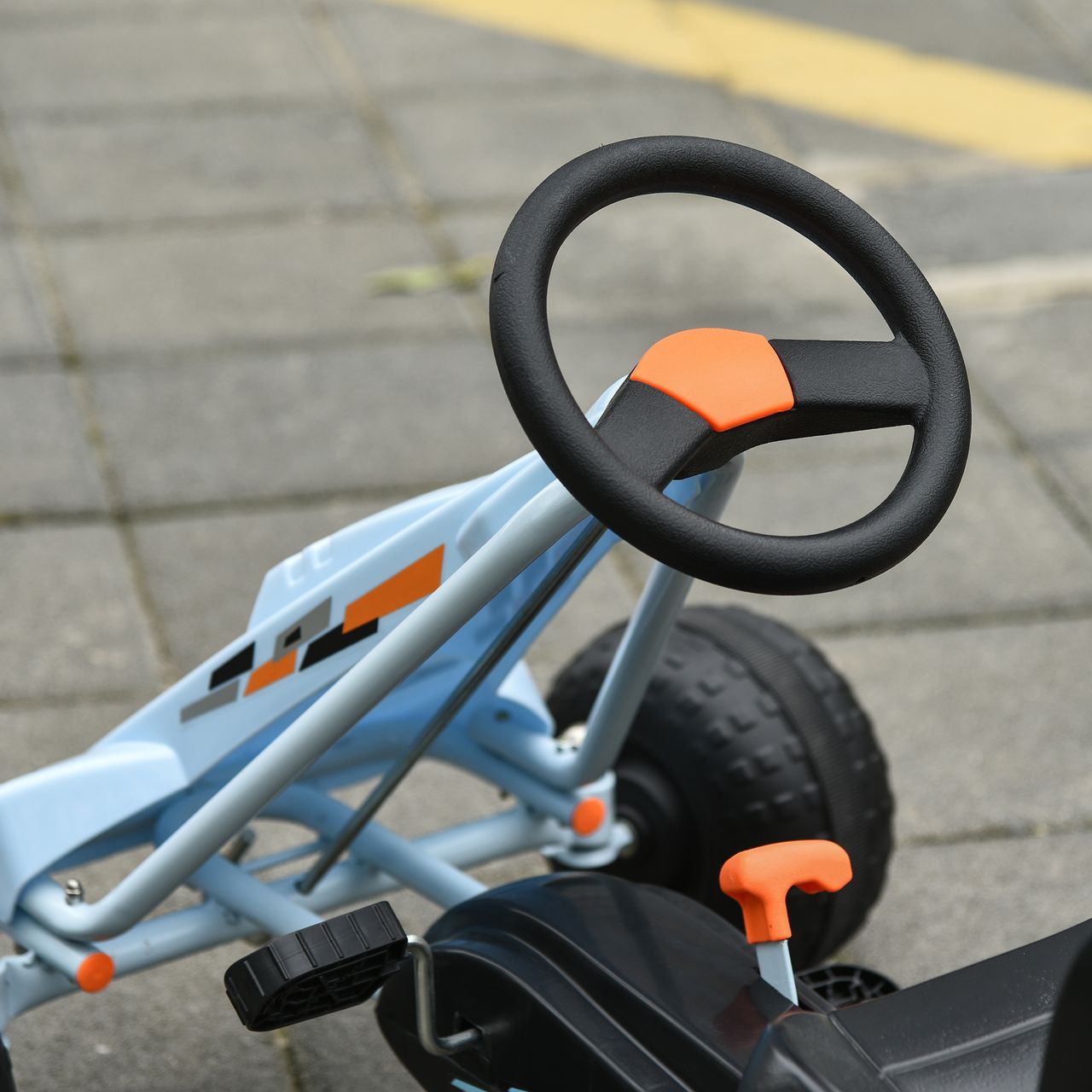 HOMCOM Go Kart Kinderfahrzeug Tretauto mit Pedal ab 3 Jahre Stahl Hellblau