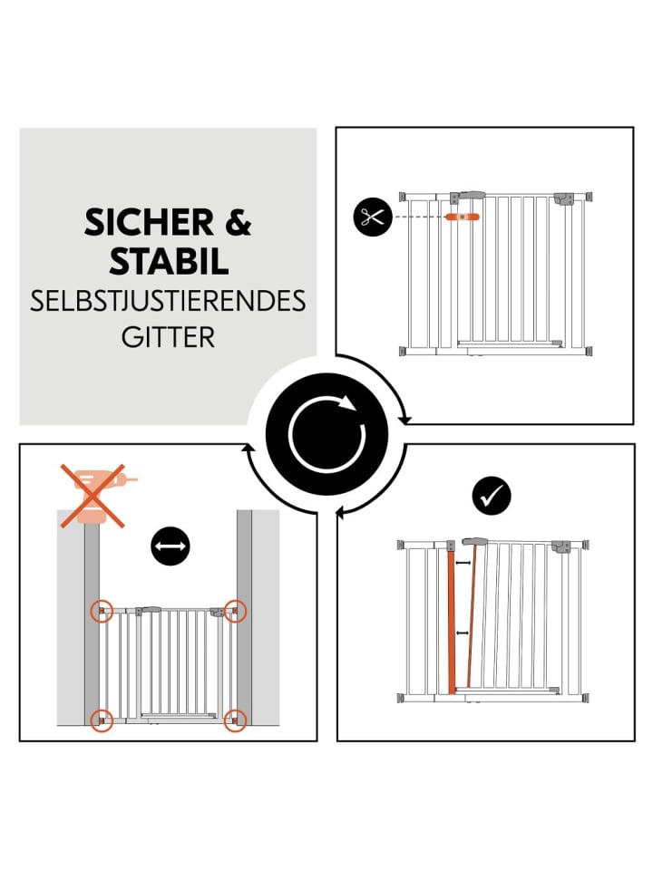 Hauck Türschutzgitter inkl. Verlängerung Open N Stop 2 (75-80 in weiss günstig kaufen onesize