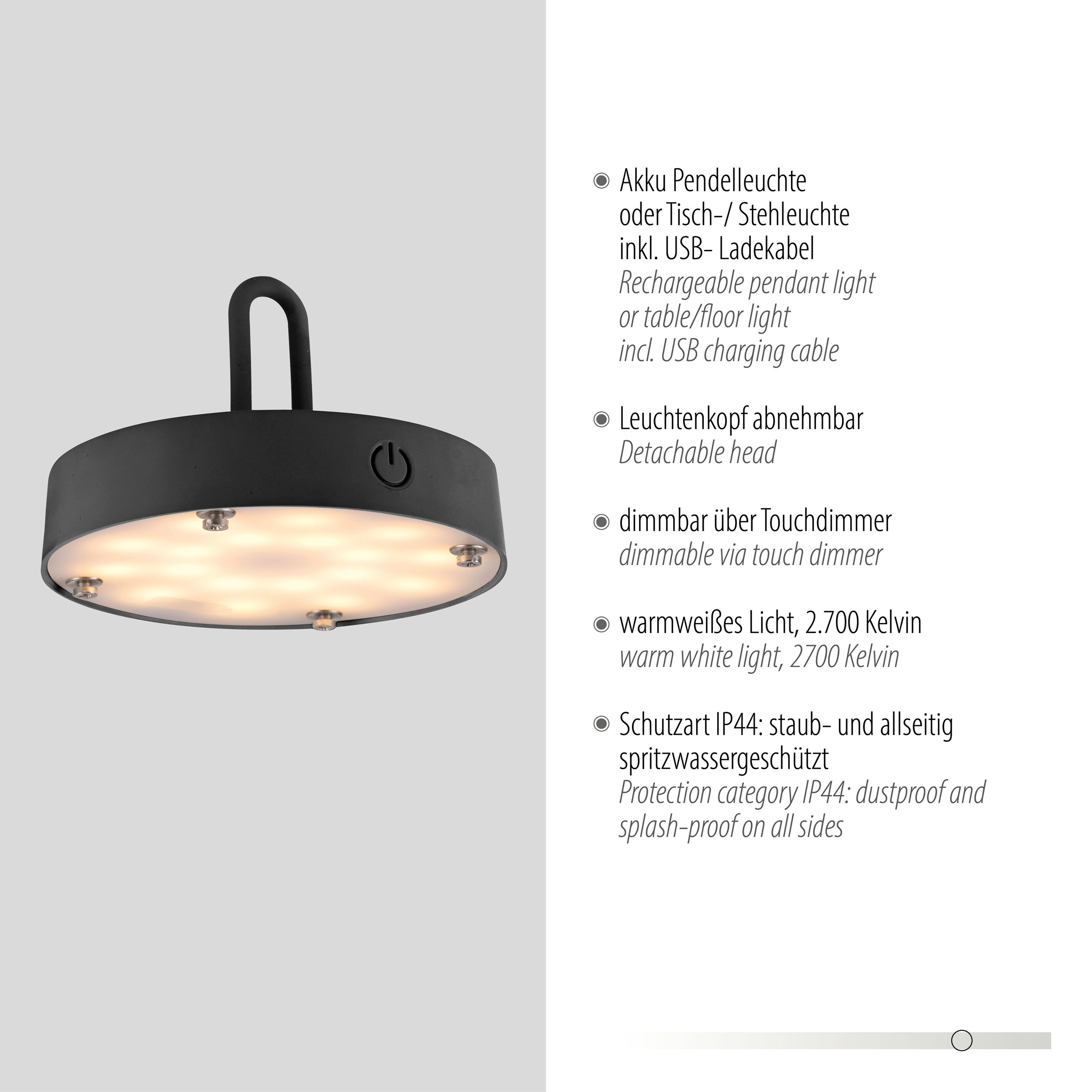 JUST LIGHT.LED-Akku-Tischleuchte 1 flg