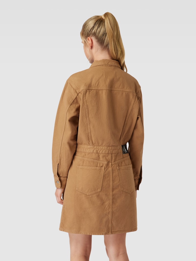 Jeanskleid mit Umlegekragen Modell 'CANVAS' in cognac