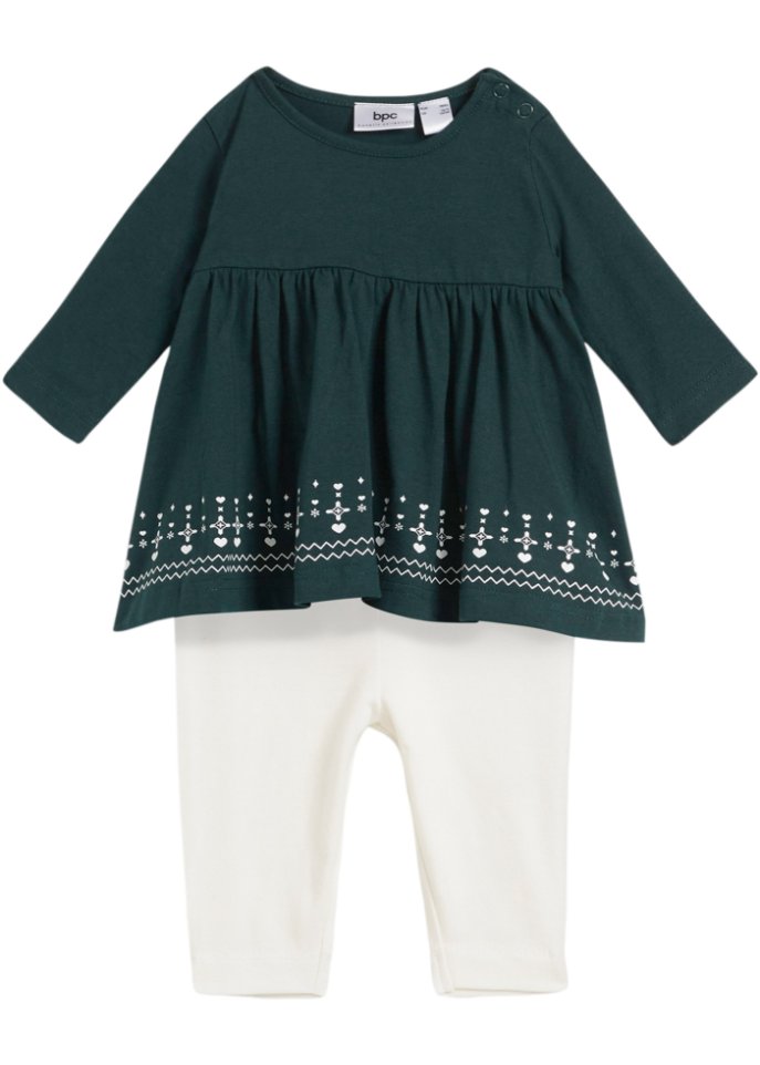 Baby Langarmkleid + Leggings aus Bio-Baumwolle (2-tlg.Set)