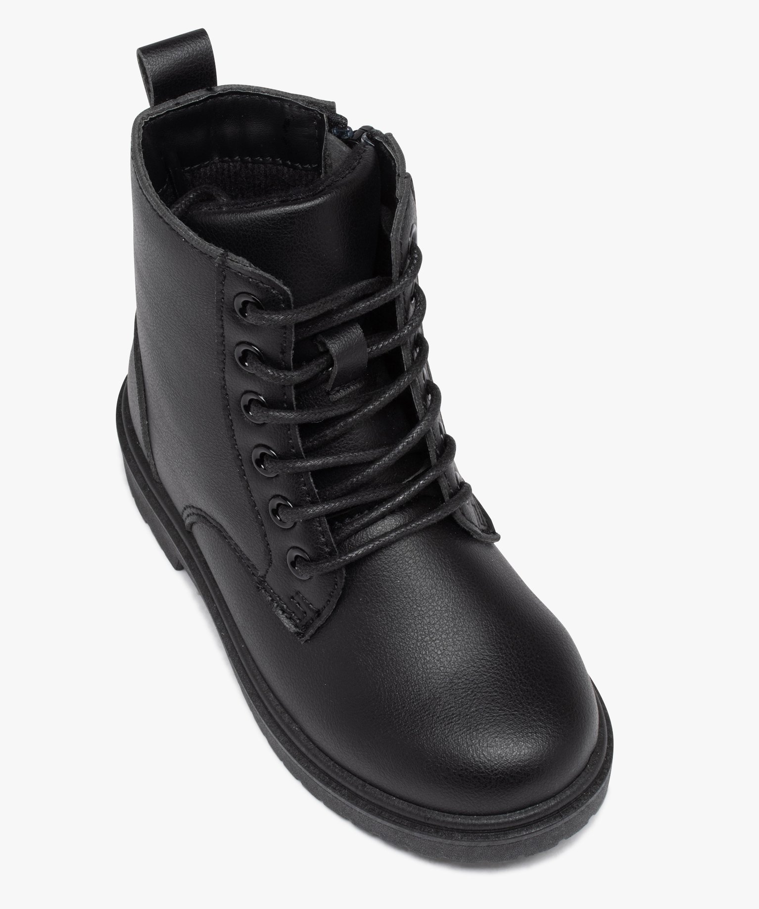 Boots à lacets et semelle crantée style rangers fille noir | GEMO