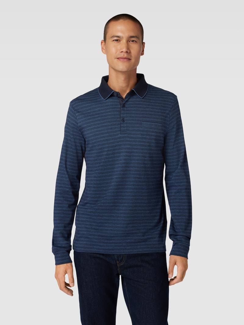 Poloshirt mit Streifenmuster in marineblau