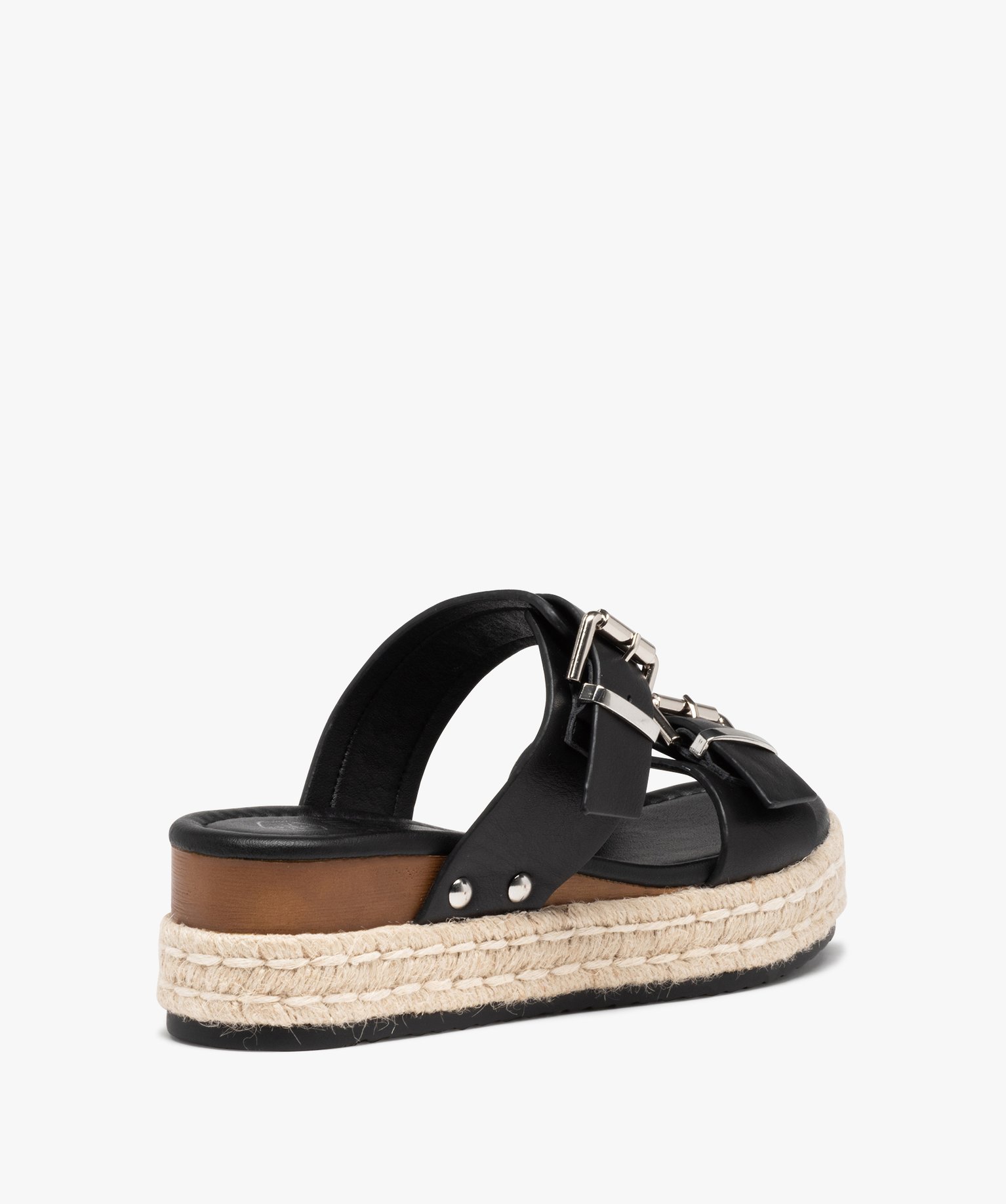 Mules femme compensées à semelle en corde noir | GEMO