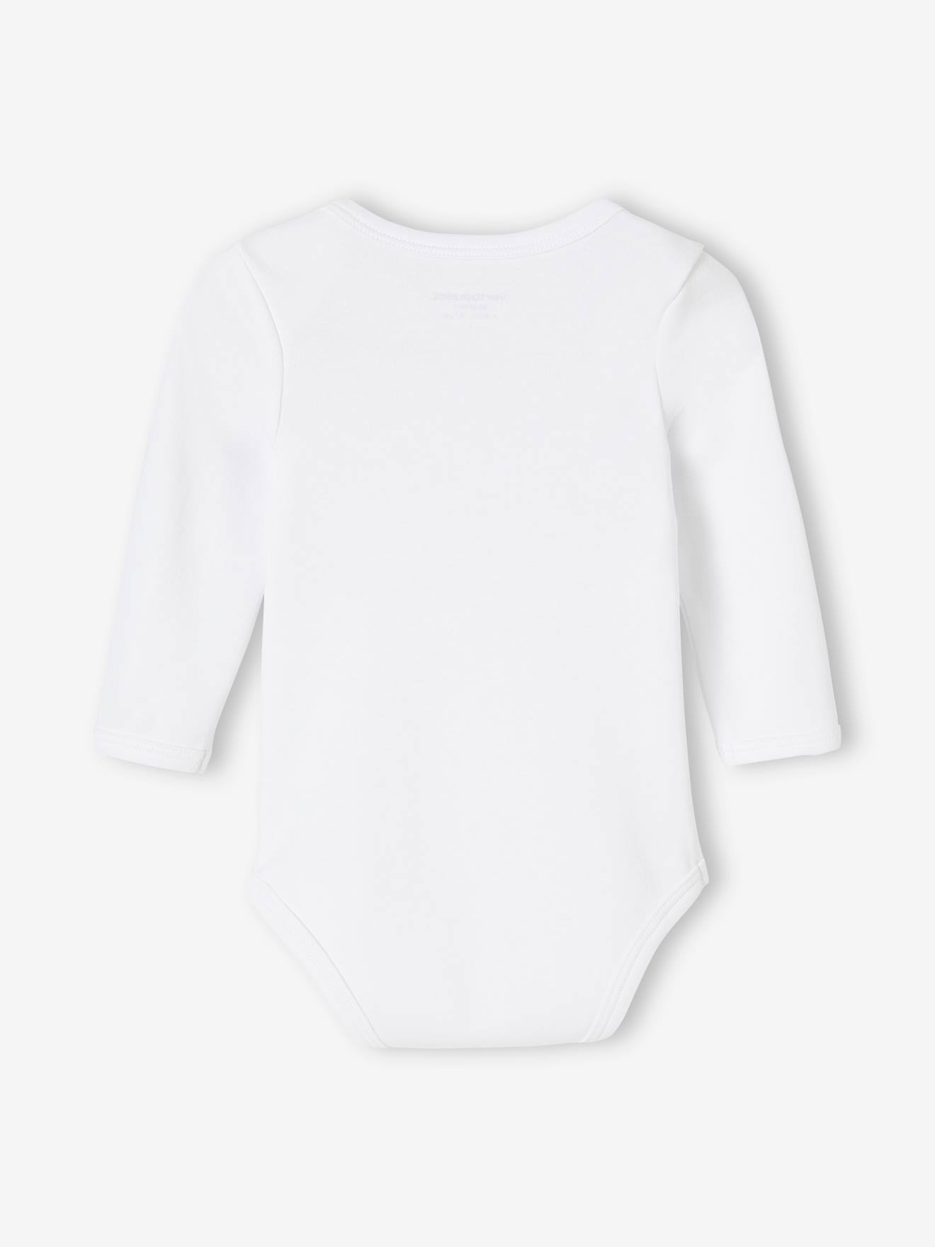 Lot de 3 bodies bébé en coton bio manches longues ouverture US BASICS lot blanc