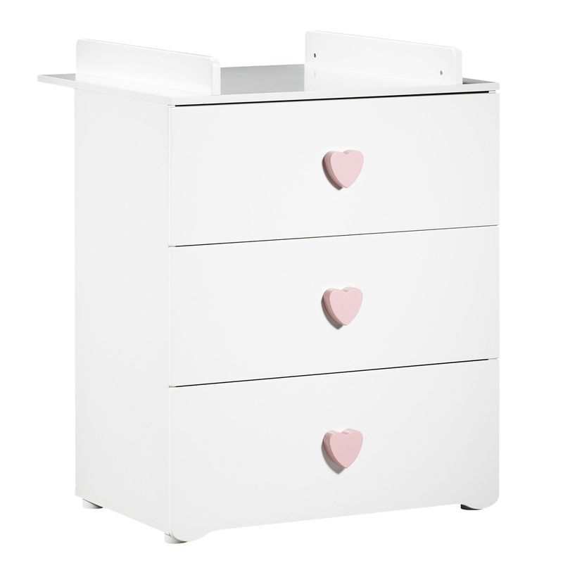 Chambre bébé 3 pièces BASIC lit, commode et armoire boutons rose