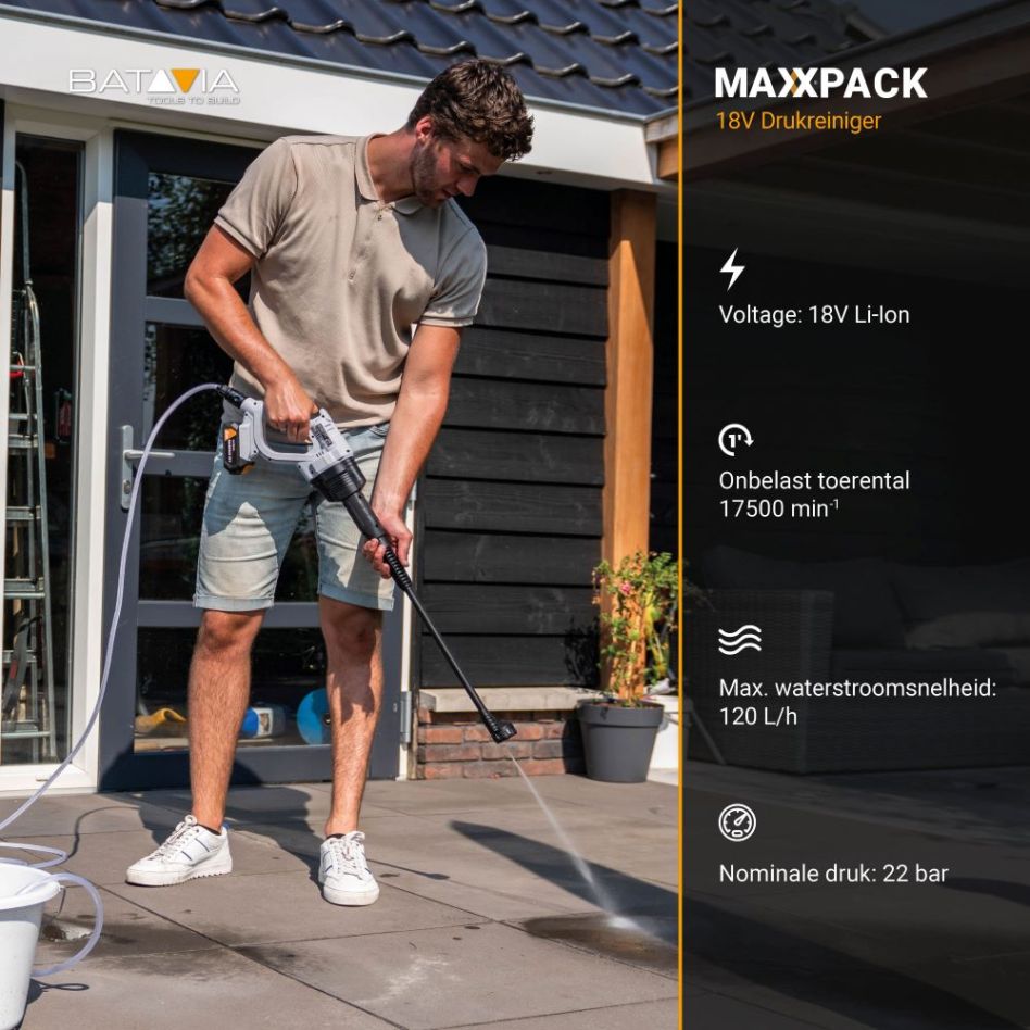 Nettoyeur haute pression sans fil Batavia 7064735 Maxxpack 18V Nexxforce (batterie et chargeur non inclus)