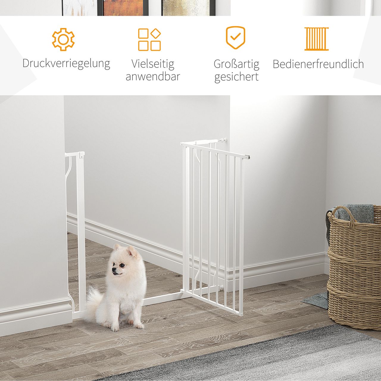 MH Handel Hunde Türschutzgitter Treppenschutzgitter, 75-95 cm Hunde Türgitter