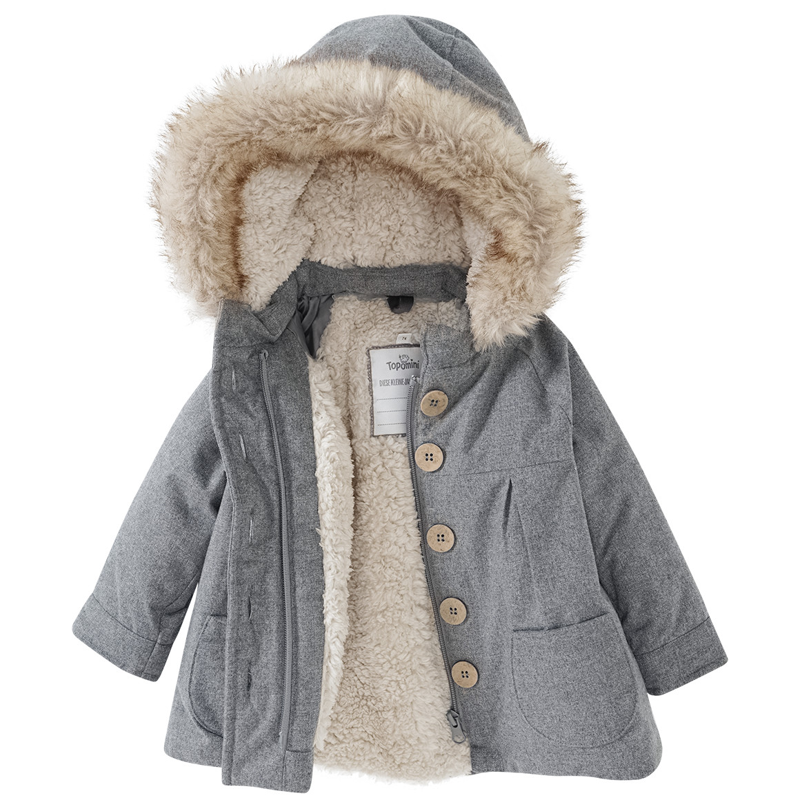 Baby Wintermantel mit Fellimitat