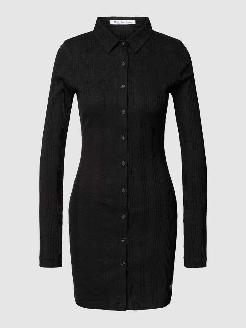 Minikleid mit Umlegekragen Modell 'BADGE' in black