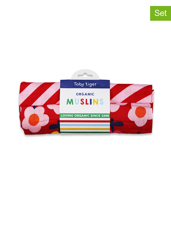 Toby Tiger 2er-Set: Spucktücher in Rot/ Bunt - (L)75 x (B)75 cm günstig kaufen onesize