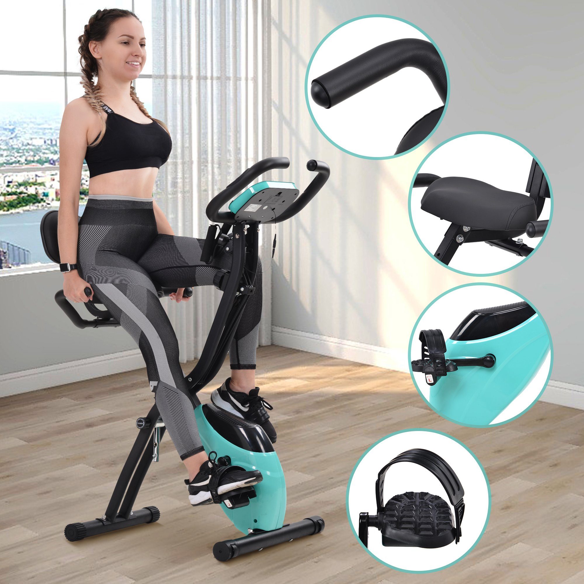 EXTSUD Heimtrainer Faltbares magnetisches Heimtrainer für effizientes Indoor-Training, 4-in-1-Design für verschiedene Trainingspositionen