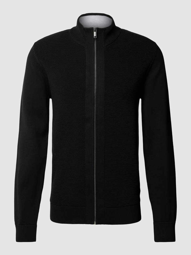 Strickjacke mit Stehkragen in schwarz