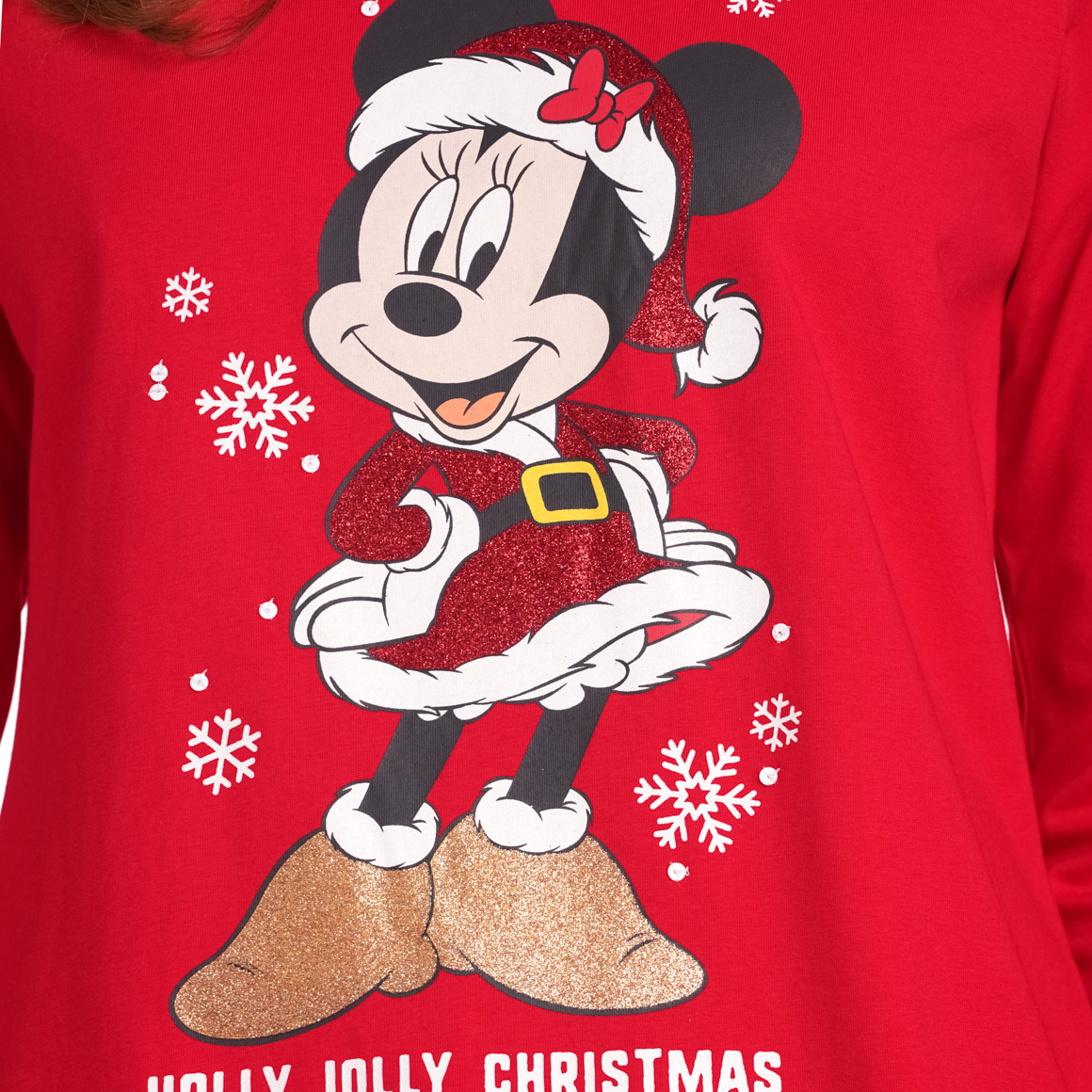 Minnie Maus Weihnachtslangarmshirt mit Print rot