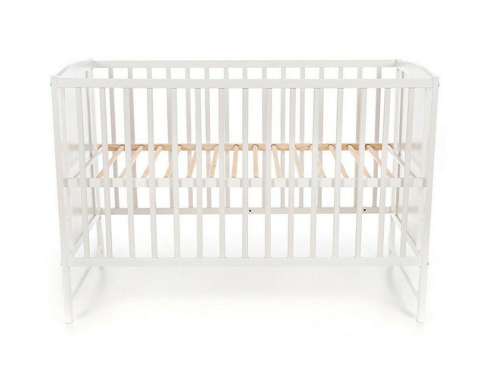 Babyhafen Babybett Babybett Teddy weiß 60 × 120 cm mit Matratze Kinderbett Gitterbett