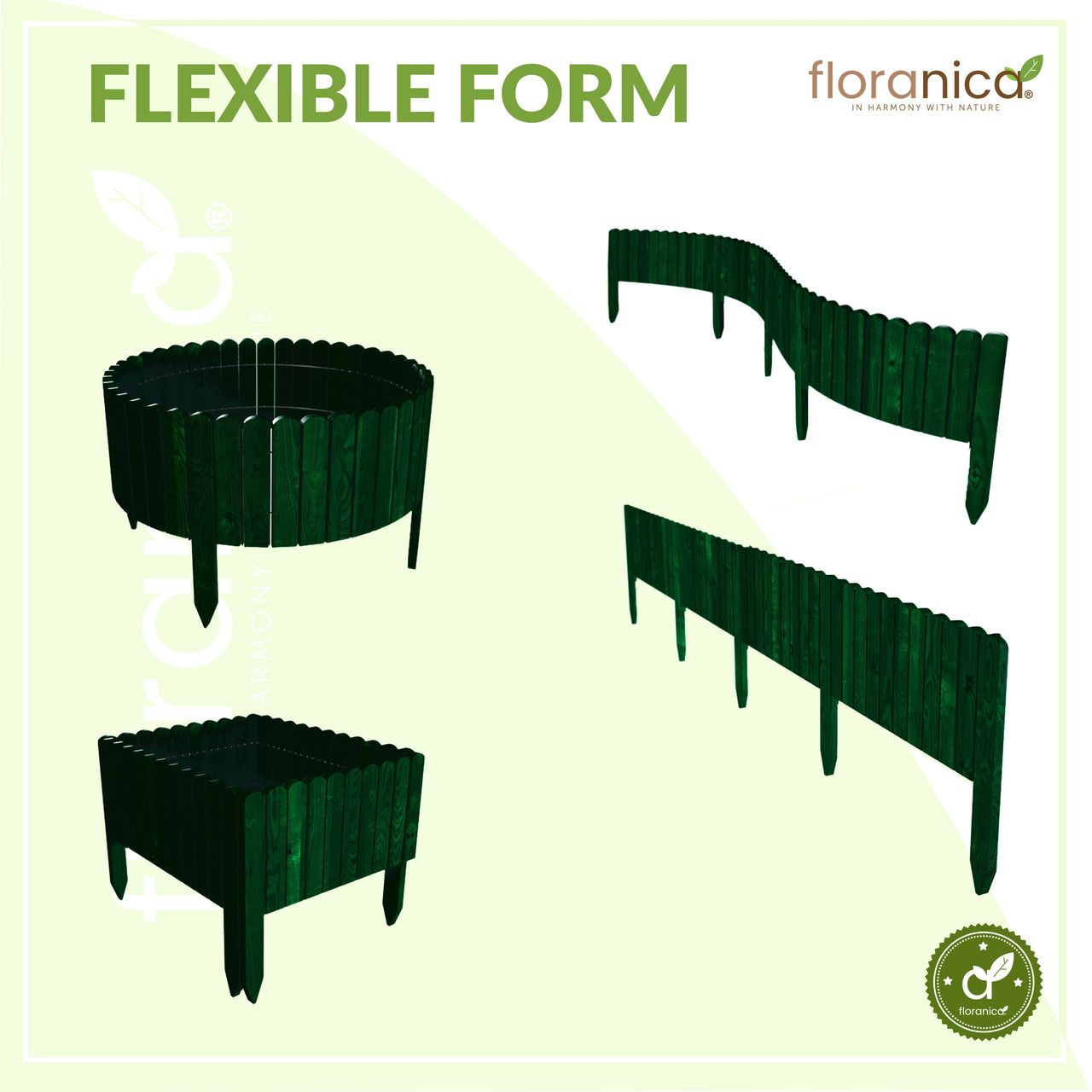 Pemicont Rollborder Flexibler Holzzaun Rolborder Beeteinfassung Rasenkante Gartenzaun