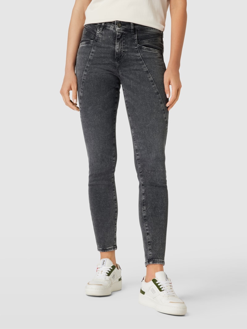 Skinny Fit Jeans im Used-Look Modell 'ANA' in dunkelgrau