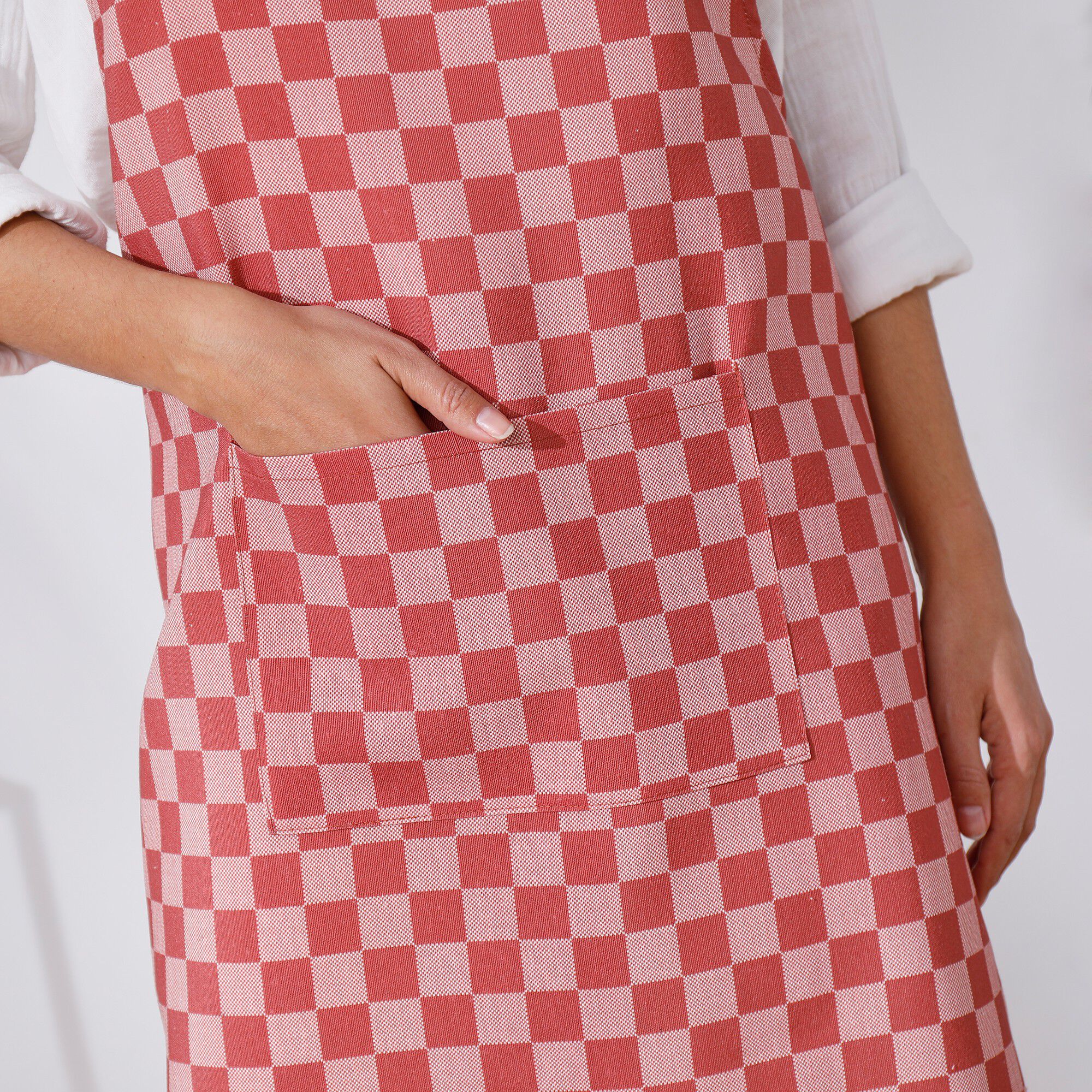 Tablier de cuisine carreaux vichy, forme japonaise