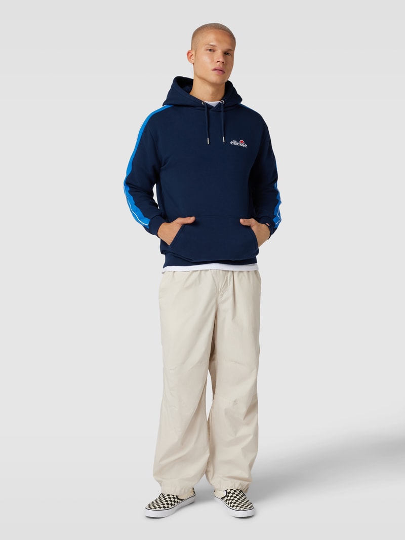 Hoodie mit Label-Stitching Modell 'Paiger' in marineblau