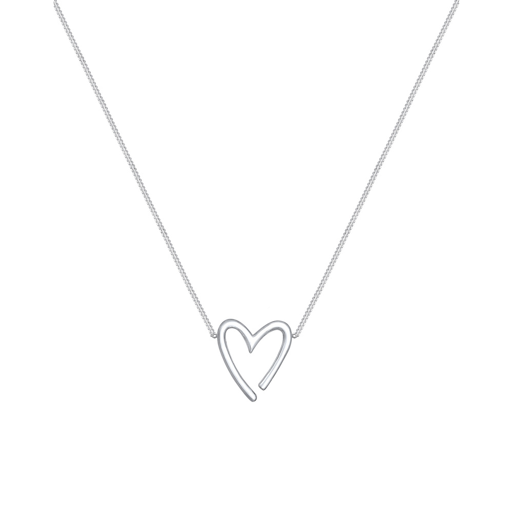 Elli Elli Collier Panzerkette Herz Anhänger Offen Liebe 925 Silber Bijoux