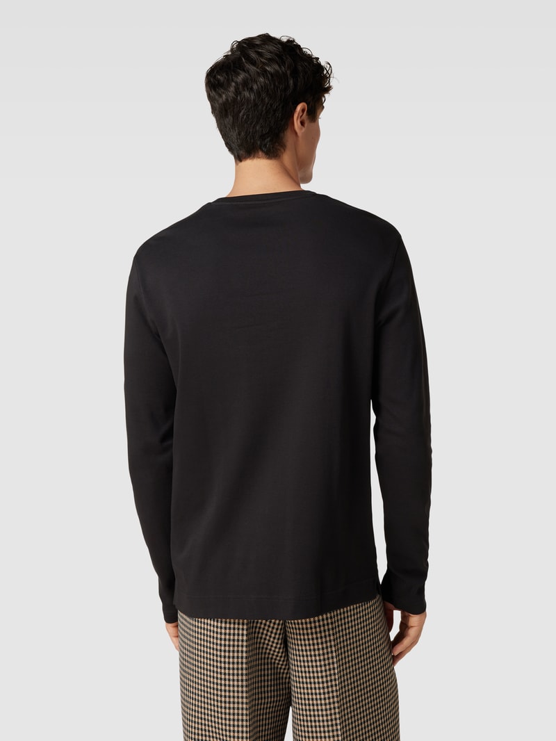 Longsleeve mit geripptem Rundhalsausschnitt in schwarz