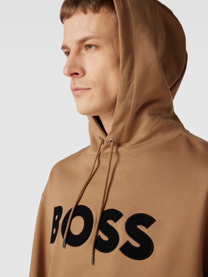 Hoodie mit Logo-Stitching Modell 'Sullivan' in beige
