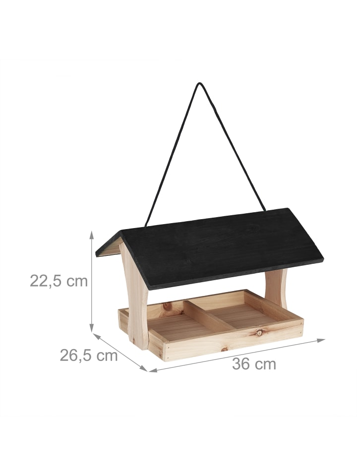 relaxdays Vogelfutterhaus in Schwarz/ Natur günstig kaufen onesize