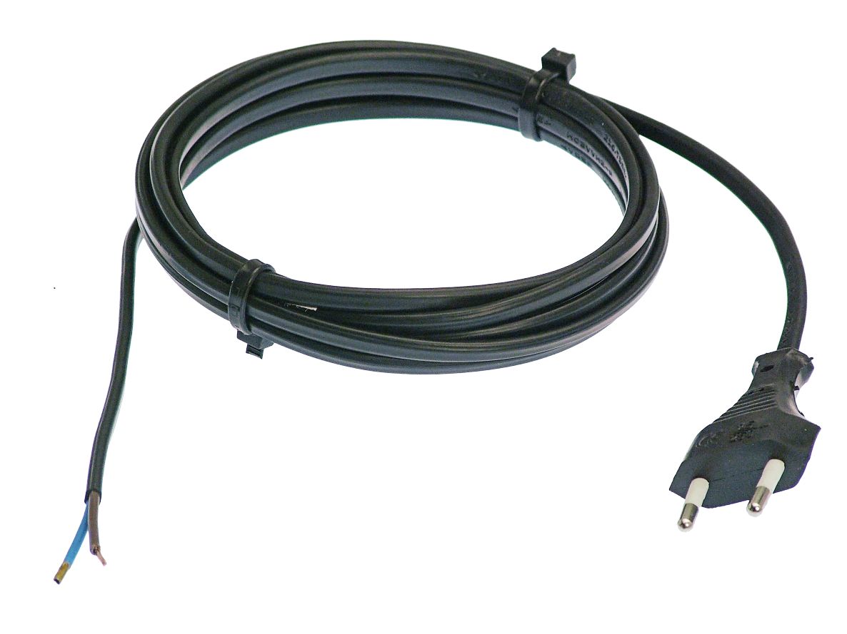 Schwabe 70642 Vinyl-Anschlusskabel 230 V/2,5 A IP20 H03VVH2-F 2 x 0,75 mm, schwarz, 1,5 m