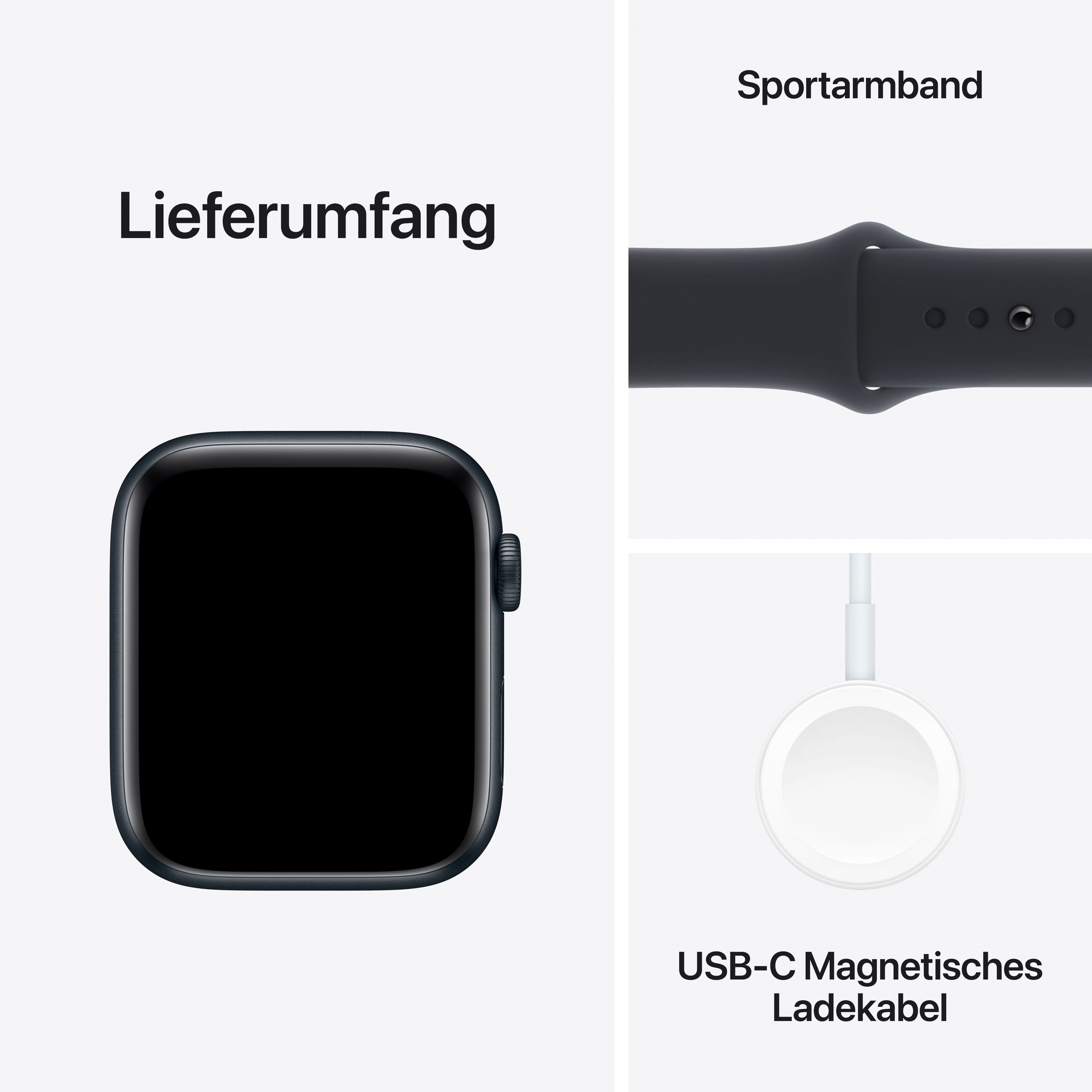 Apple Watch SE GPS Aluminium 44 mm + Cellular M/L Smartwatch (4,4 cm/1,73 Zoll, Watch OS 10), Sport Band