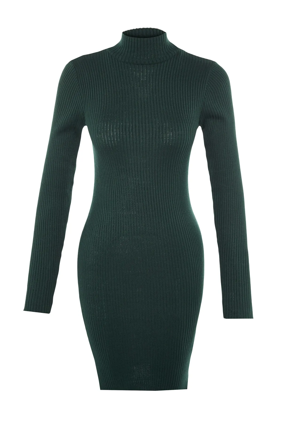 Trendyol Collection  Smaragdgrünes Mini-Strickkleid mit Accessoire-Detail TWOAW23EL01389