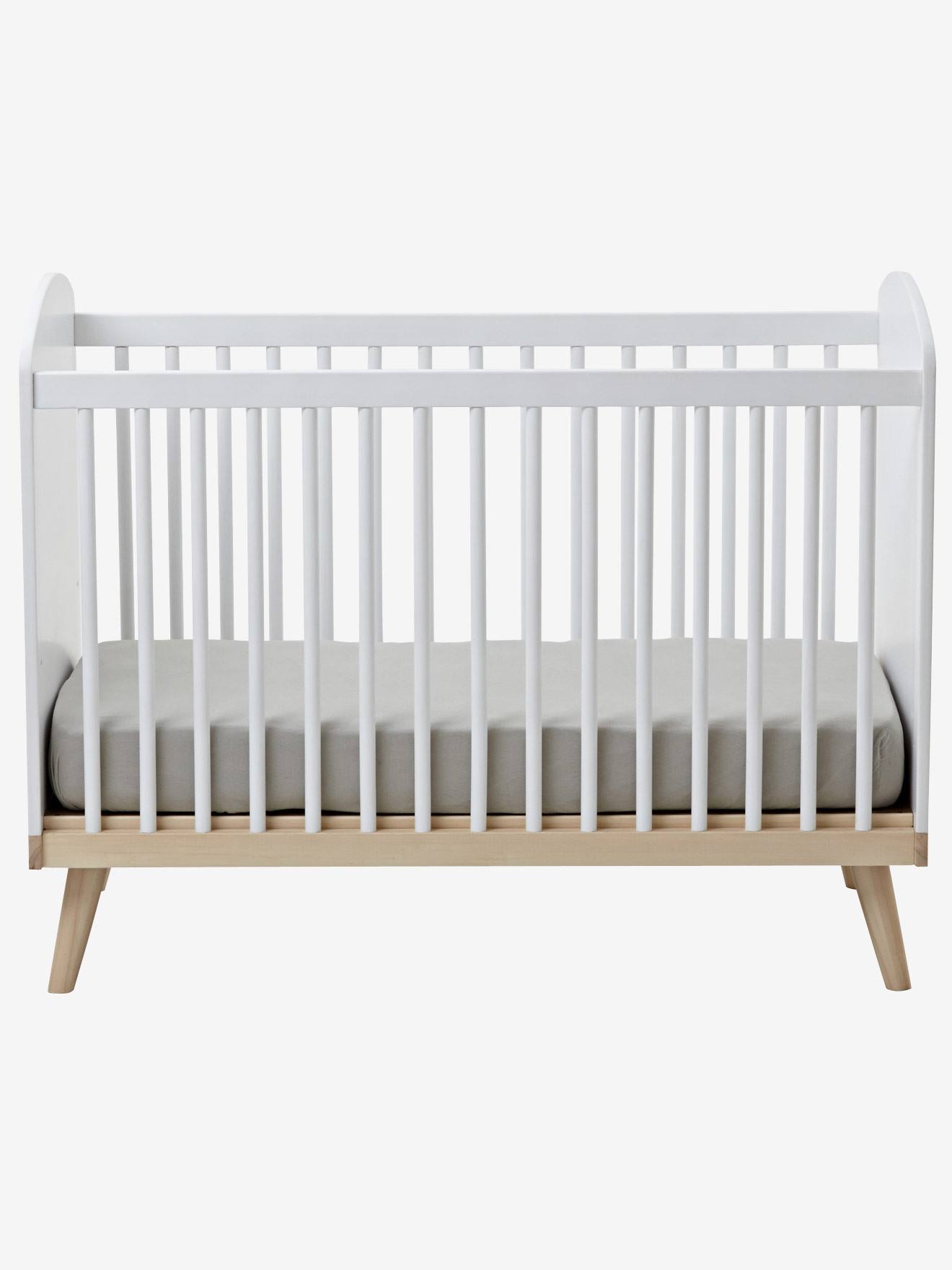 Vertbaudet Babybett KONFETTI mit höhenverstellbarem Lattenrost - weiß/natur