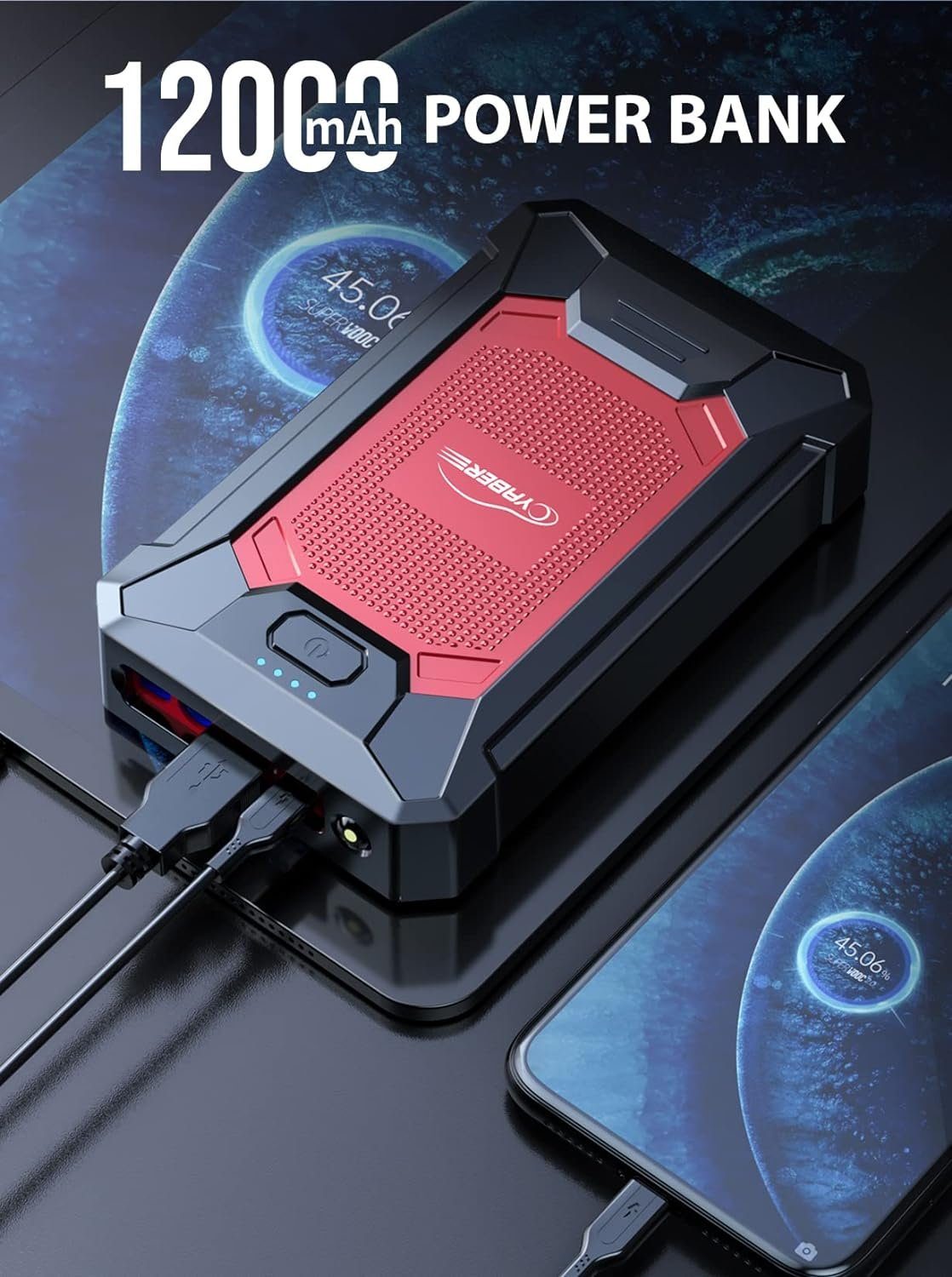Yaber Starthilfegerät 12800 mAh, 1500A Spitzstrom Tragbare Auto Starthilfe
