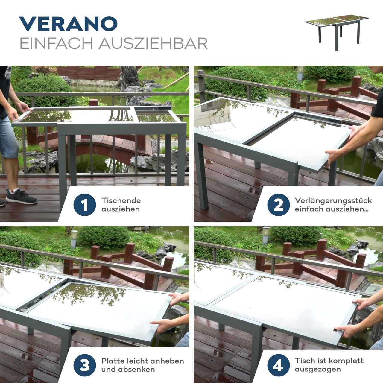 Home Deluxe Sitzgruppe VERANO MADERA 4 Stühle
