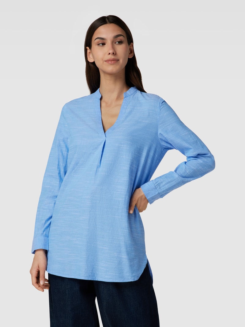 Longbluse mit V-Ausschnitt in blau