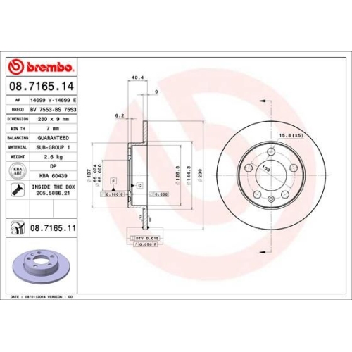 08.7165.11 BREMSSCHEIBE BREMBO  HA VP2 - ATU