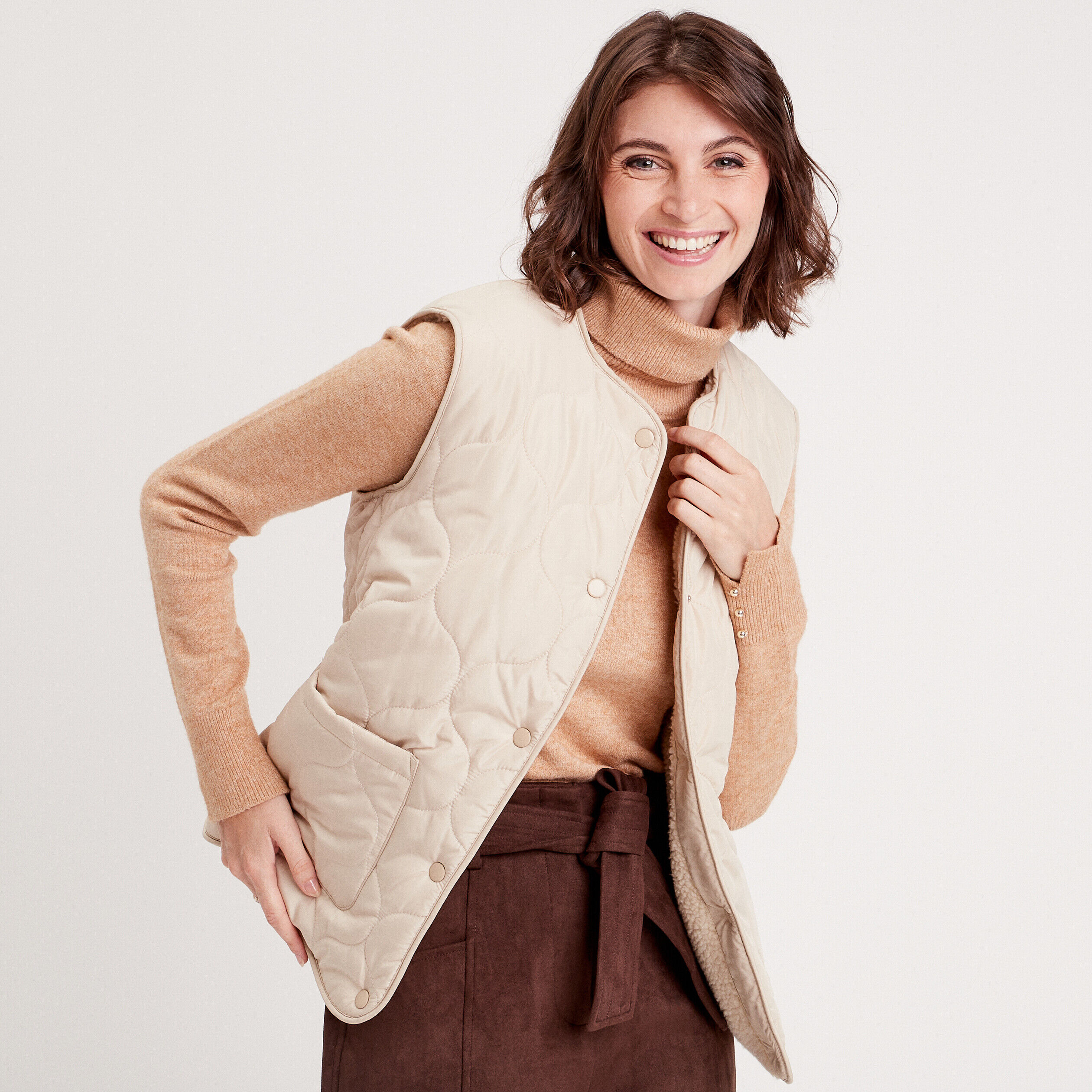 Veste réversible sans manches sable femme | Cache Cache