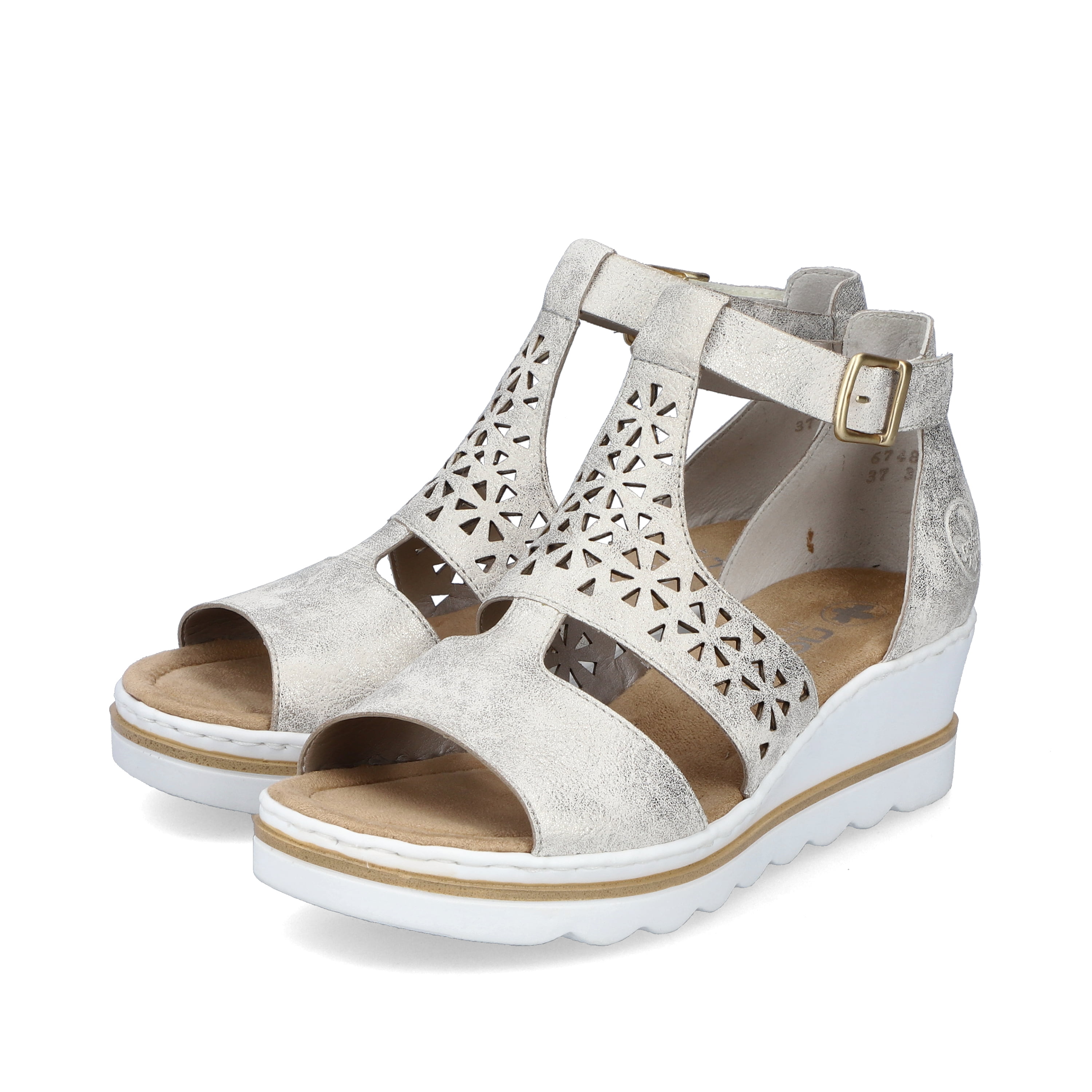 Rieker Damen Keilsandaletten silber-platin-metallic
