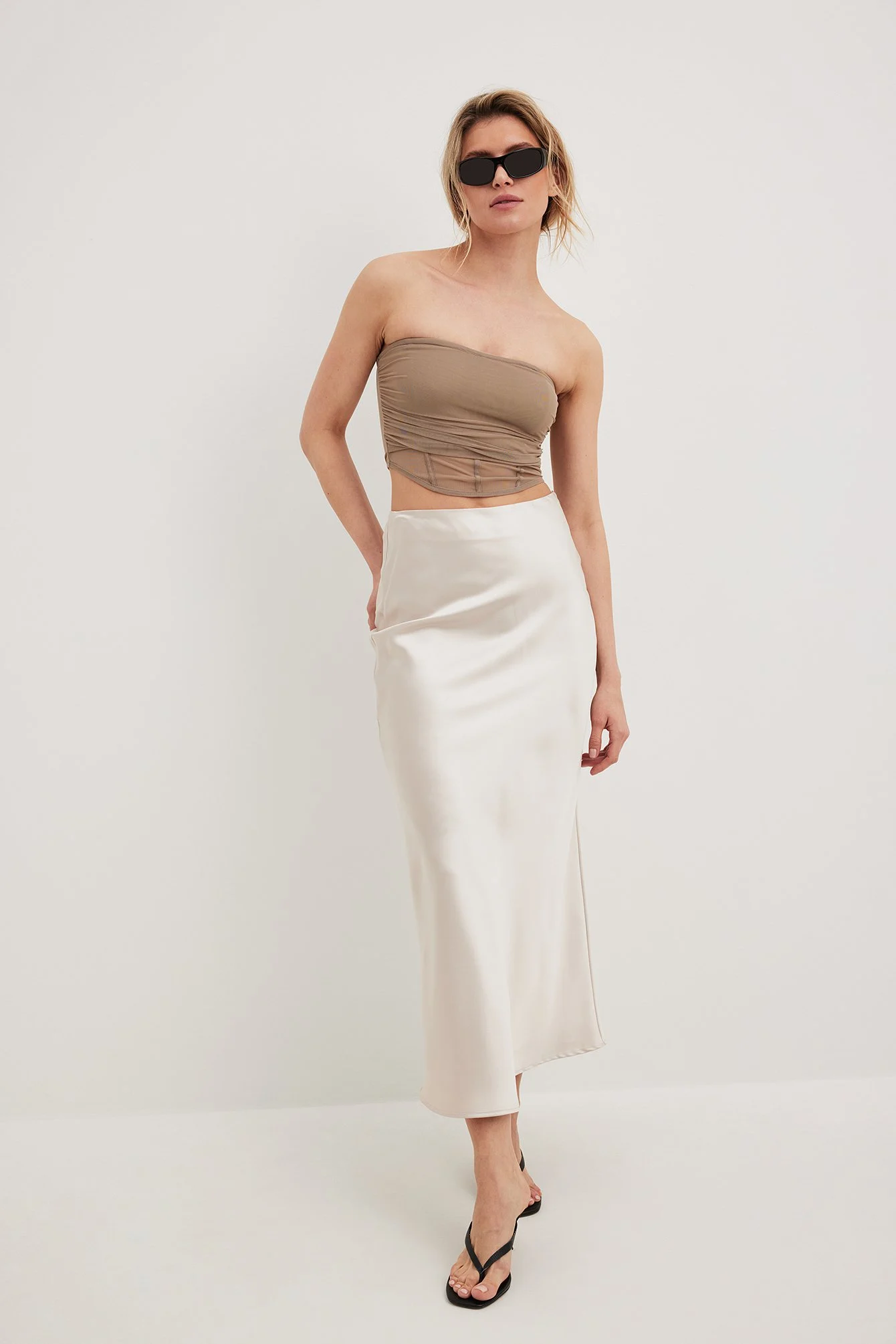 Bustier-Bandeautop aus Netzgewebe