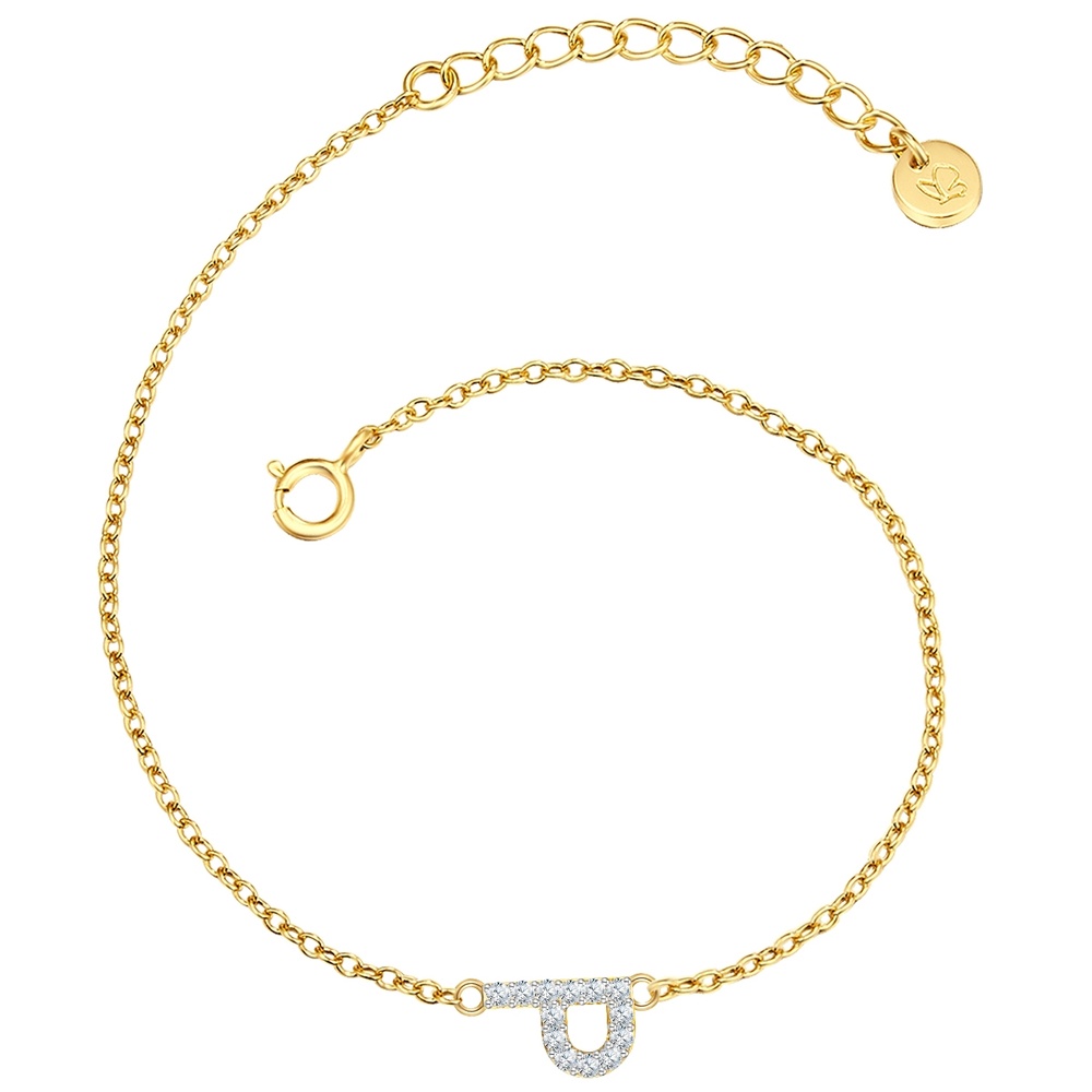 Glanzstücke München Bracelet en argent Lettre P Argent sterling Oxyde de zirconium (CZ) en Or jaune Bracelet